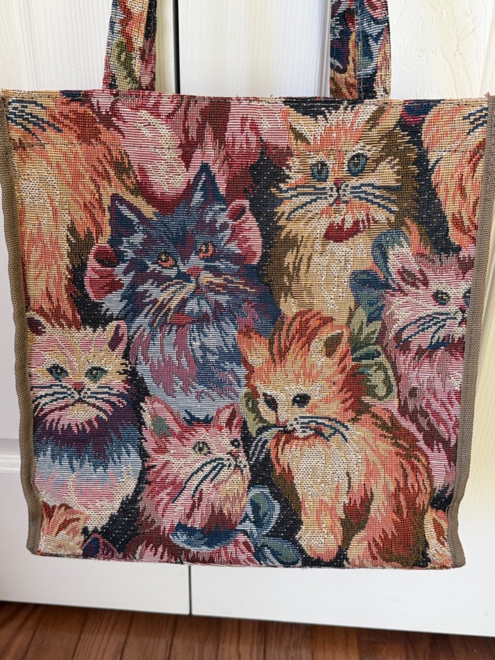 Tapestry Cat Tote Bag    Multicolor Cats - Picture 3 of 14